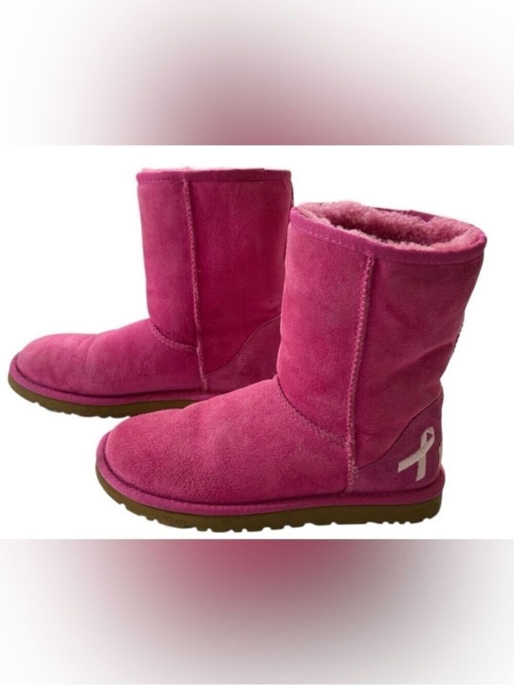 UGG Classic Short Shearling Boots Pink Ribbon Breast Cancer Edition 3410 Sz5